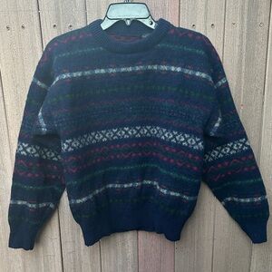 Women’s S Navy Blue Vintage Wool Fishermans Festive Holiday Granpa Sweater